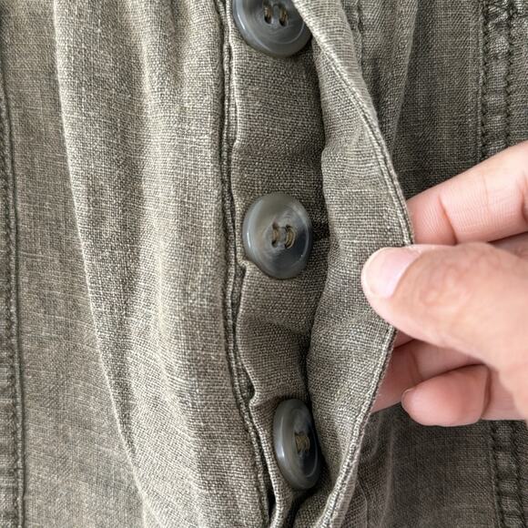 Free People Tomboy Raw Hem High Waisted Shorts Green Size Small Linen - Picture 3 of 11